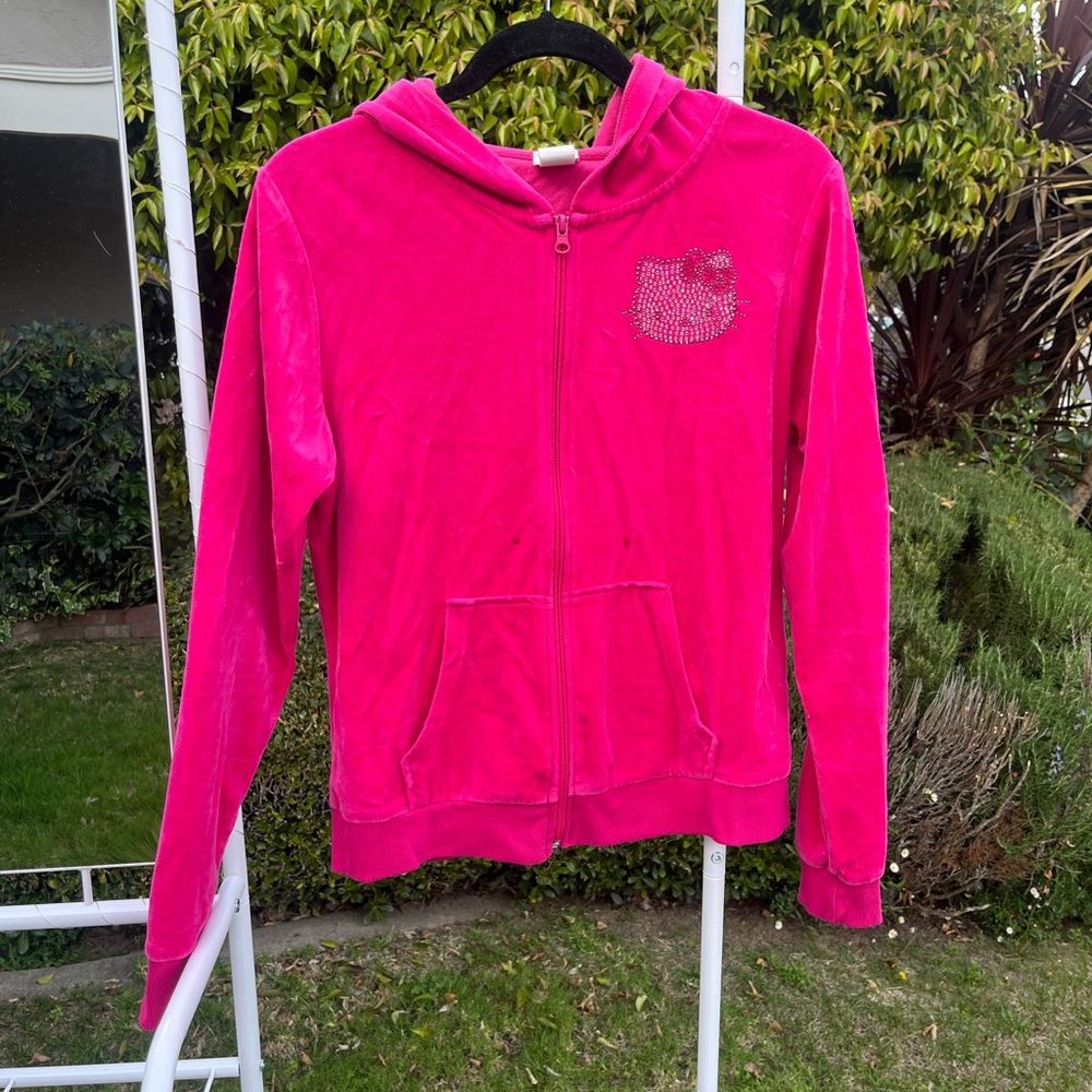 Hello Kitty Hot Pink Velour Zip Hoodie